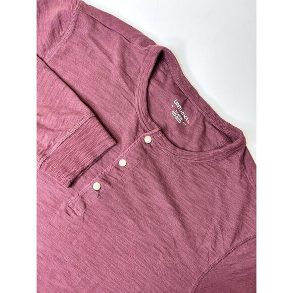 UNTUCKit Men's Yannik Henley Shirt Size XL Burgundy L/S Cotton‎ Slub Casual - Picture 1 of 9